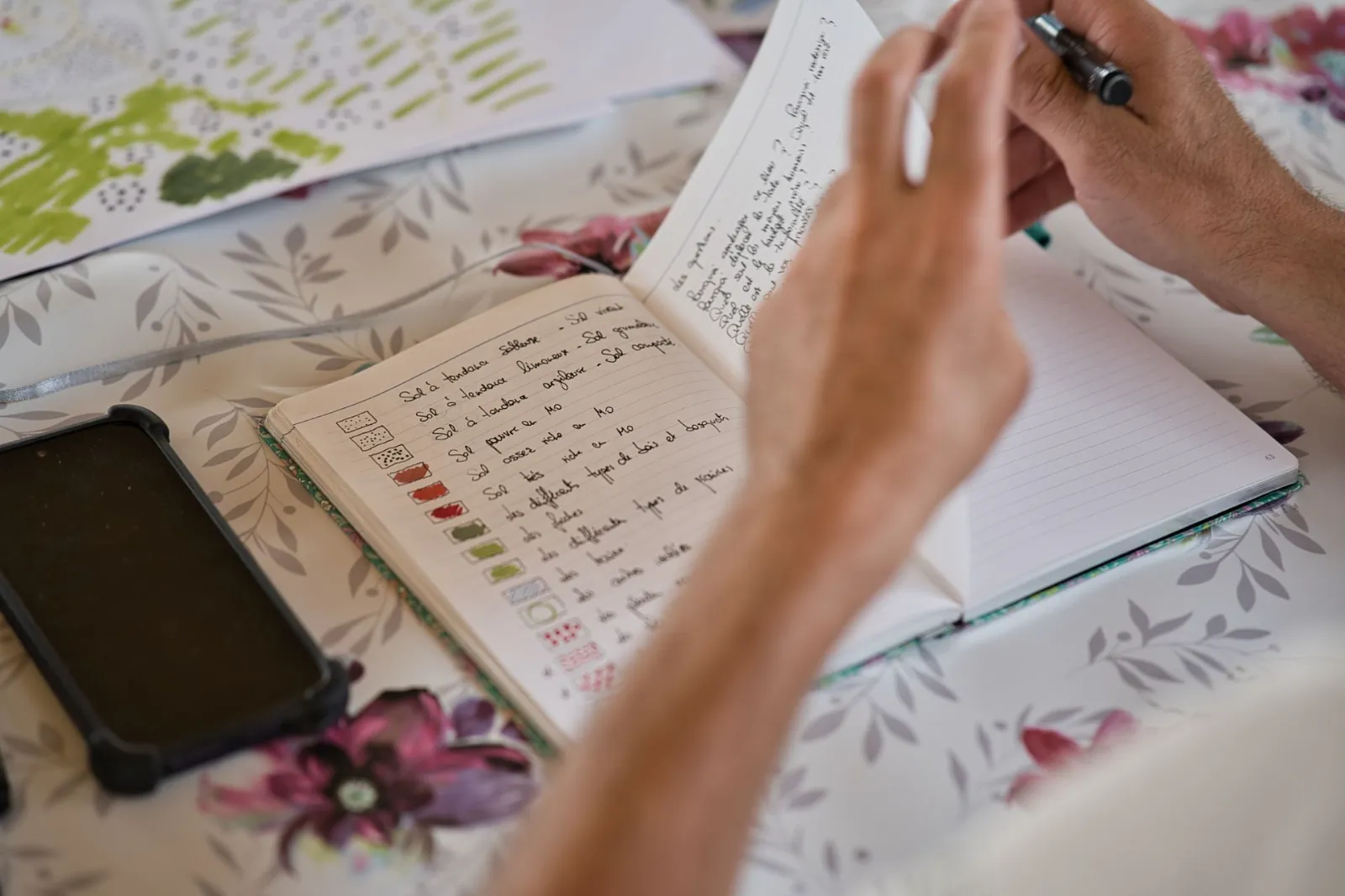 Carnet de notes et croquis pendant un cours